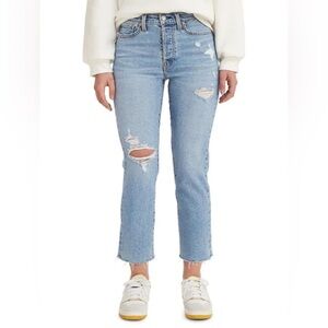 LEVIS WEDGIE STRAIGHT WITH RAW HEM 29” stretch cotton distressed